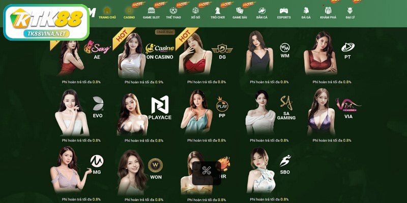 Casino TK88 VINA là một trong những sảnh casino trực tuyến nổi bật