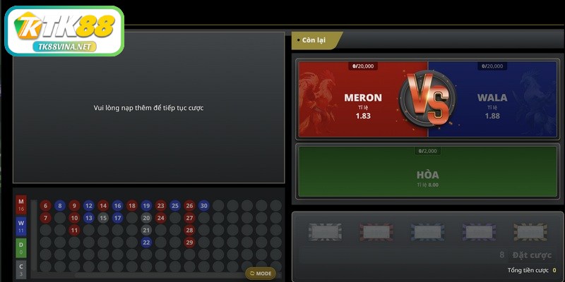 Hệ thống tỷ lệ cược minh bạch tại sảnh đá gà TK88 VINA